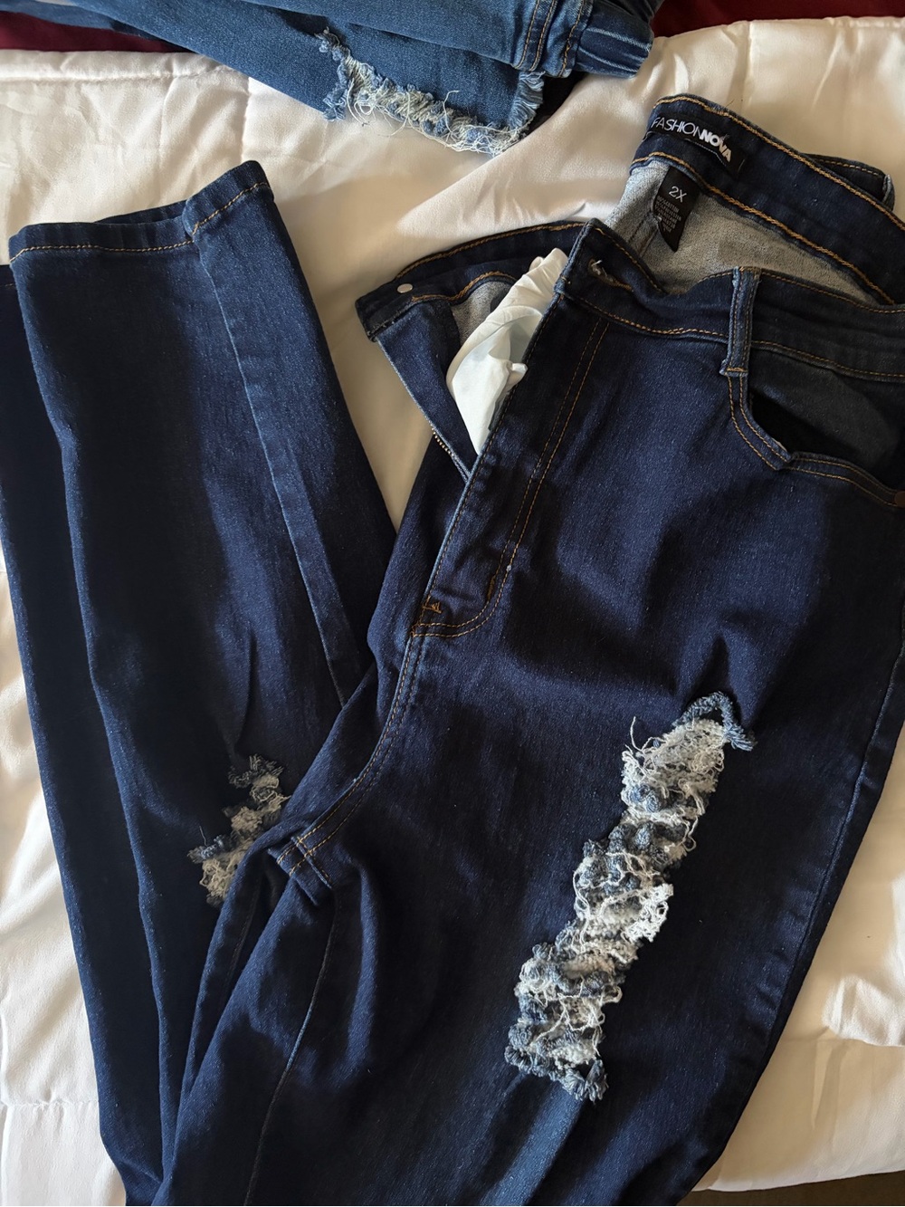 Fashion Nova Navy Distressed High-Rise Skinny Jeans
